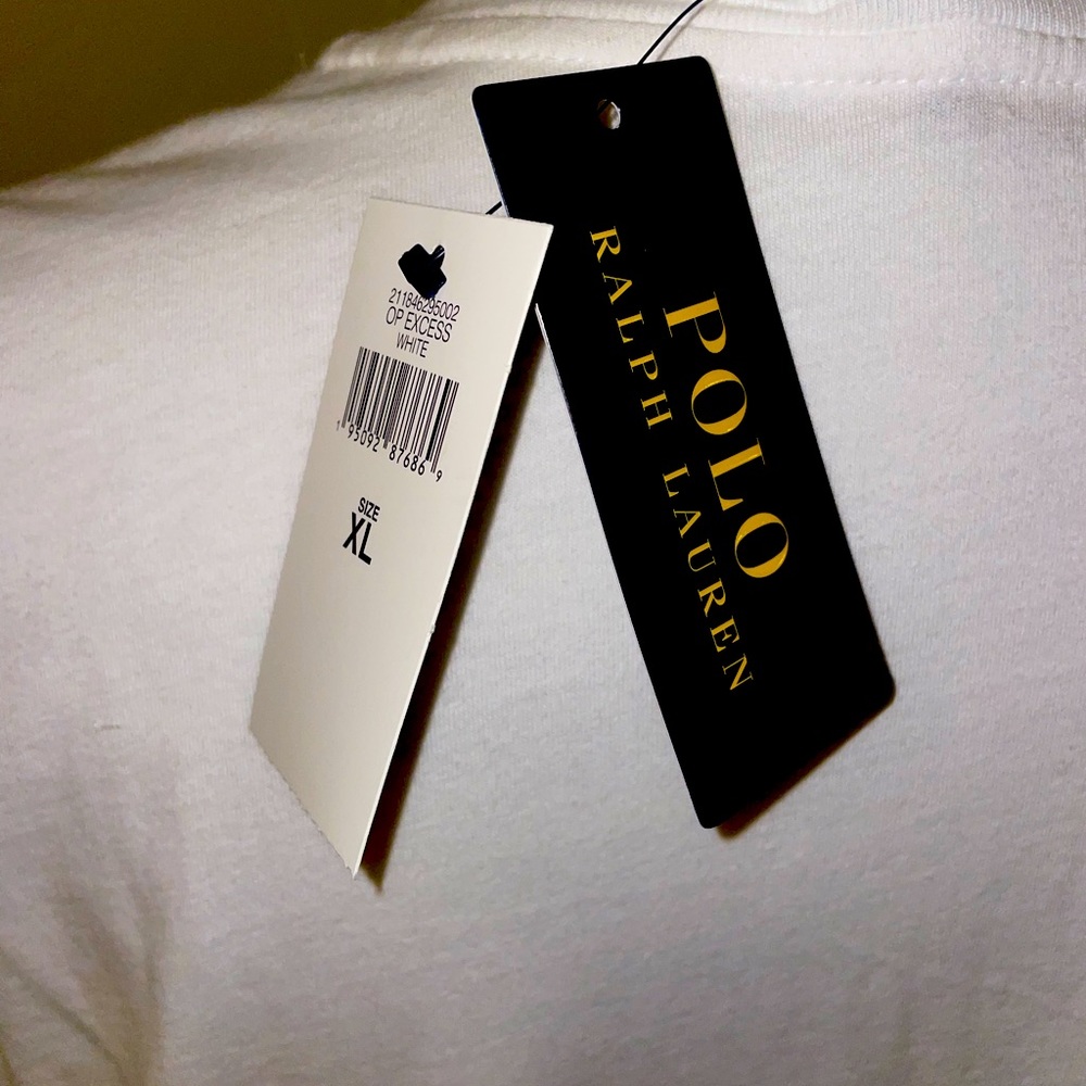 ⭐️Sold⭐️New! Polo Ralph Lauren Cotton V Neck Pony Logo T Shirt Classic White XL - Picture 12 of 13